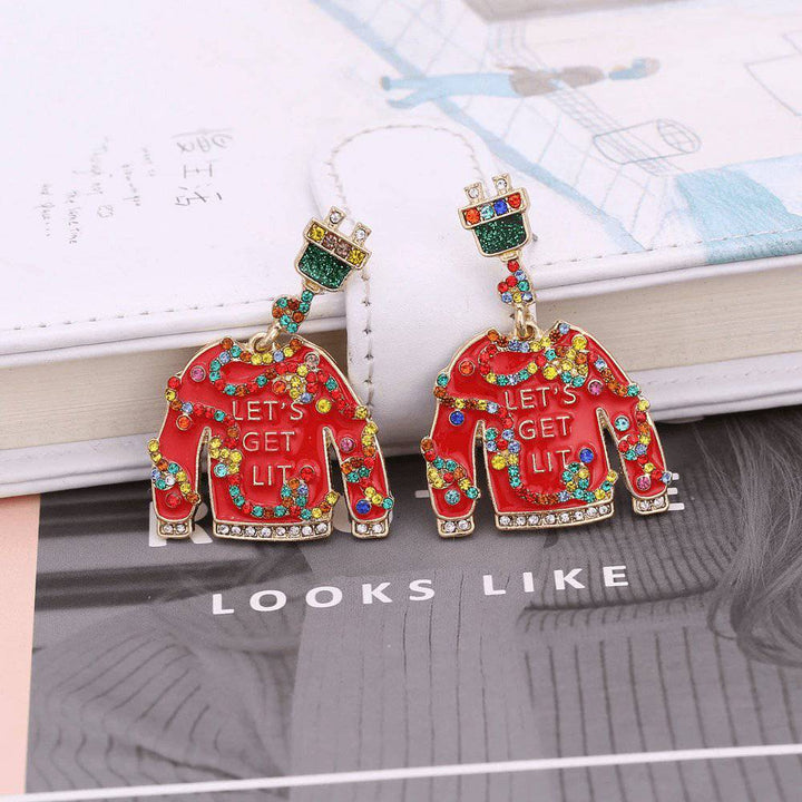 Imee Christmas Embellished Rhinestone Earrings - Hot fashionista