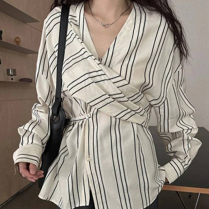 Renata Drape Design Striped Loose Blouse - Hot fashionista