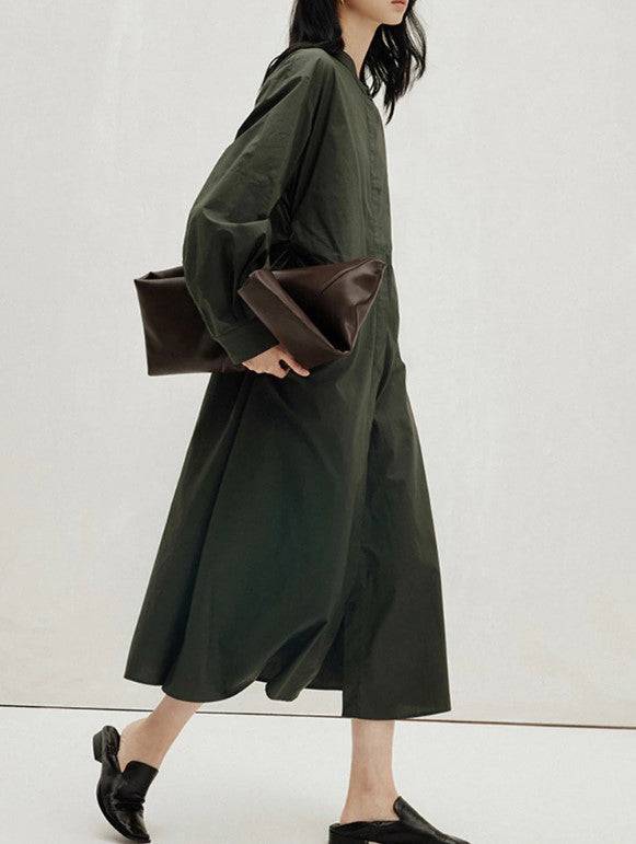 Paulina Drop Shoulder Curved Hem Shirt Dress