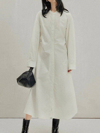 Paulina Drop Shoulder Curved Hem Shirt Dress