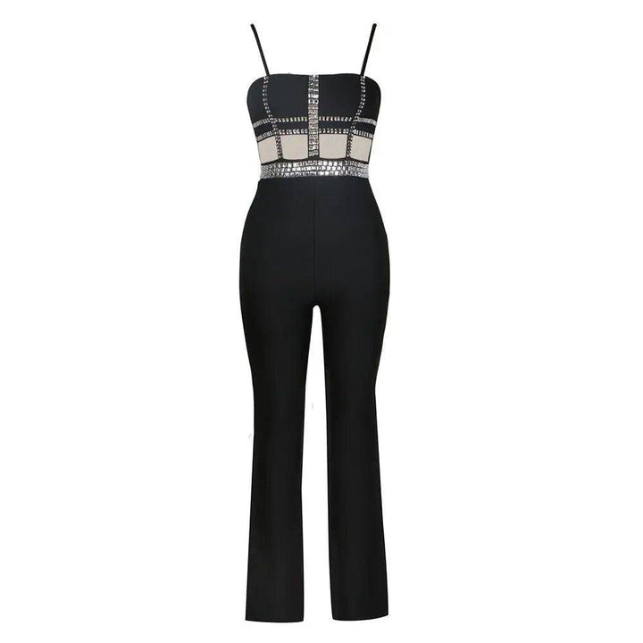 Reese Spaghetti Strap Crystal Embellishment Jumpsuit - Hot fashionista