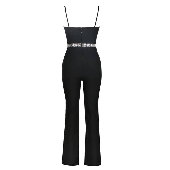 Reese Spaghetti Strap Crystal Embellishment Jumpsuit - Hot fashionista