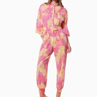 Sienna Puff Sleeve High Neck Top Printed Jumpsuit