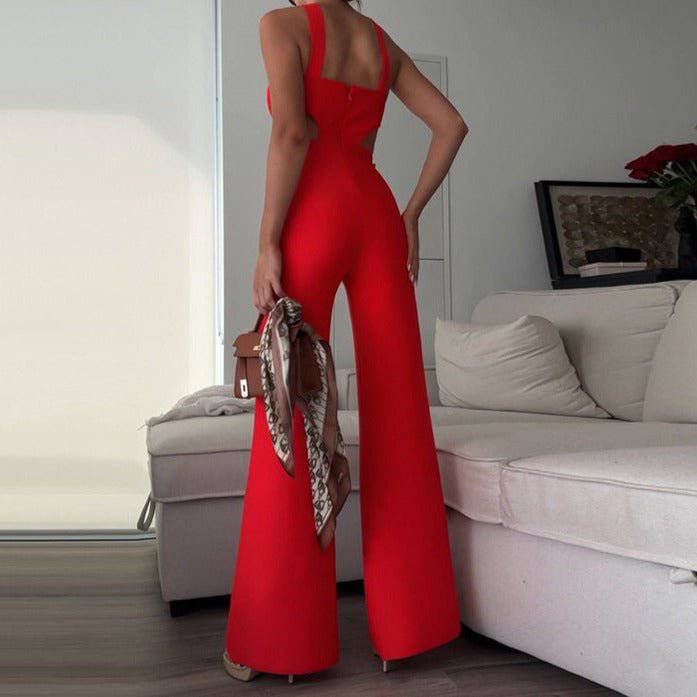 Lucille Halter Neck Cut Out Detail Jumpsuit - Hot fashionista