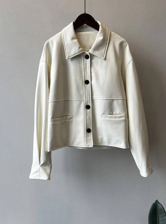 Veste en cuir boutonnée Pearlie 