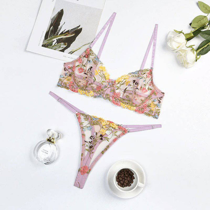 Olivia Embroidery Bra And Panty Set - Hot fashionista