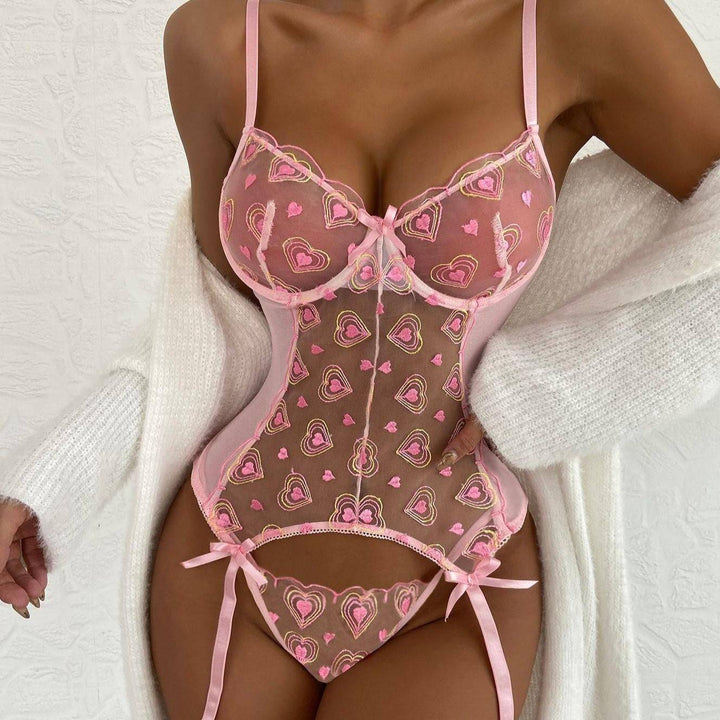 Cathy See Through Heart Shaped Lingerie Set - Hot fashionista