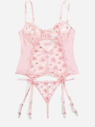 Ensemble de lingerie en forme de cœur transparent Cathy