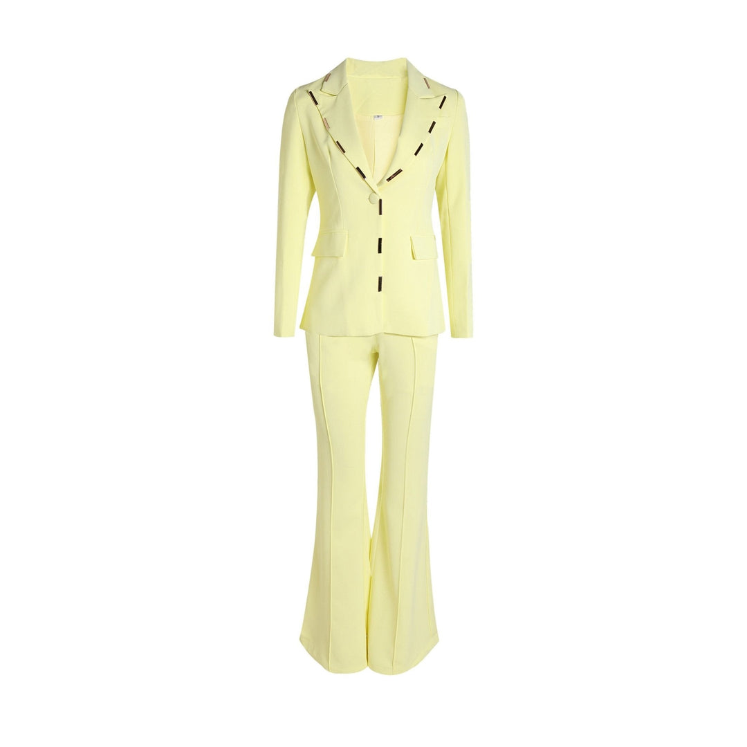 Brenda Long Sleeve Collared Blazer & Flared Pants Set - Hot fashionista