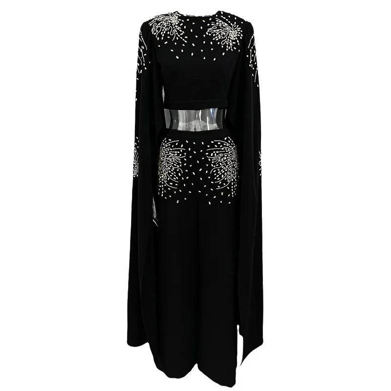 Jordan Long Sleeve Top & Crystal Embellished Loose Pant Set - Hot fashionista