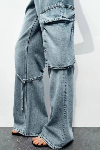 Pantalones cargo con detalle de tiras y tiro medio de otoño