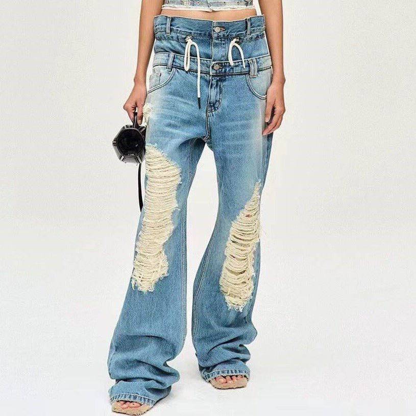 Gracie High Rise Distressed Flared Denim Jeans - Hot fashionista