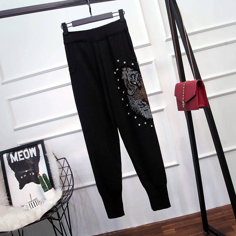 Lady Handwork Beaded Sweater Pencil Pants Set - Hot fashionista