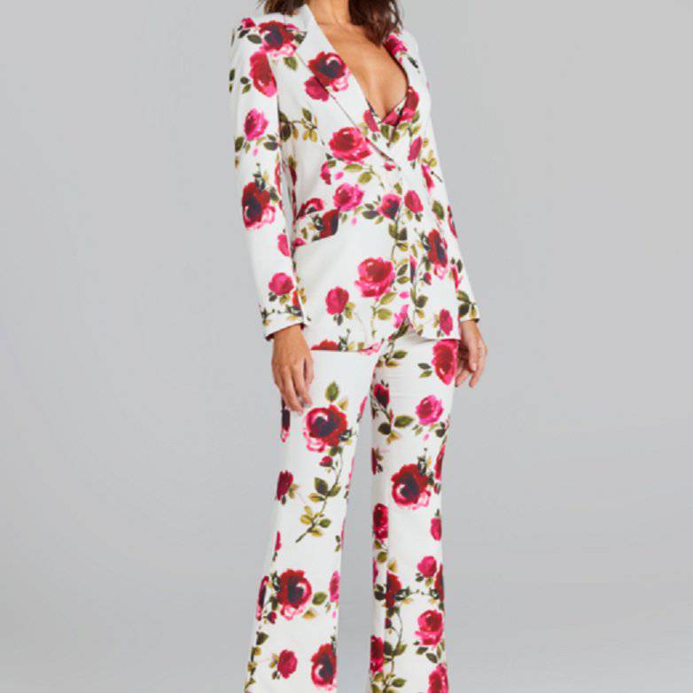 Louiza Long Sleeve Floral Top And Floral Flared Pants Set - Hot fashionista