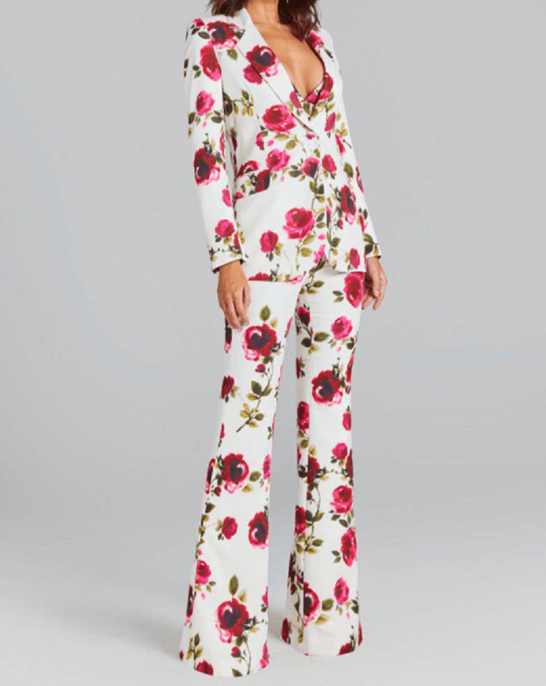 Louiza Long Sleeve Floral Top And Floral Flared Pants Set - Hot fashionista