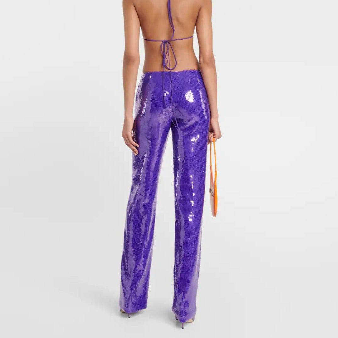 Piera Strapless Feather Crop Top & Sequins Pants Set - Hot fashionista