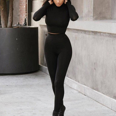 Bobbie Long Sleeve Crop Top & High Waist pants Set