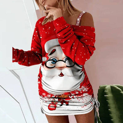 Frances Long Sleeve Drawstring Mini Christmas Dress