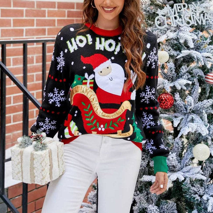 Adelynn Santa Claus with "HO HO HO" Christmas Sweater - Hot fashionista