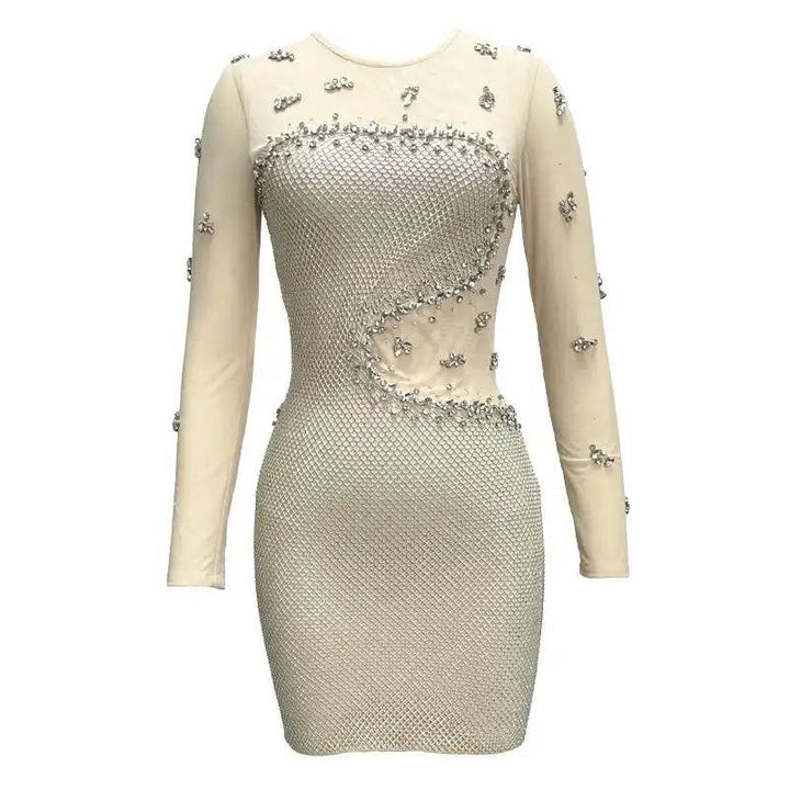 Aureole Sparkly Mesh Diamond Mini Dress - Hot fashionista