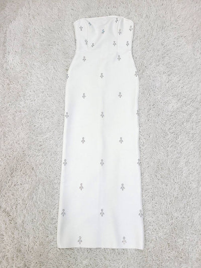 Robe mi-longue bandeau à perles Colette