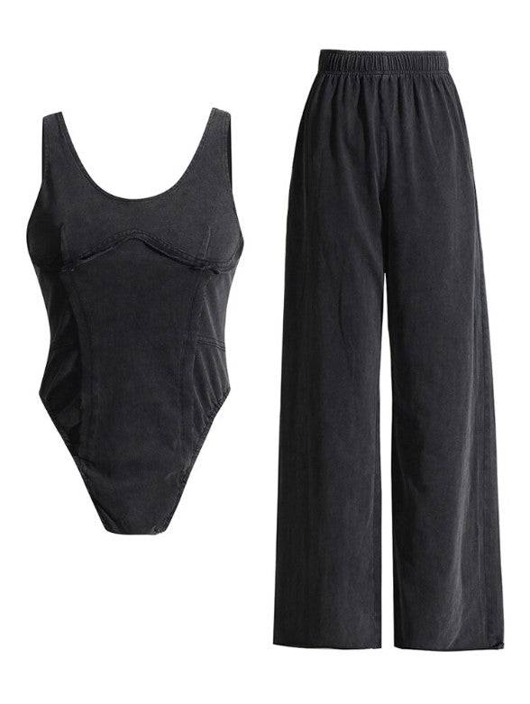 Elaine Round Neck Sleeveless Waist Pant Set - Hot fashionista