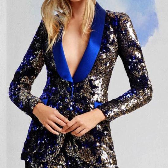 Eleanor Metallic Sequined Classic Pant Suit - Hot fashionista