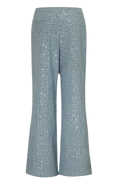 Ensemble haut tube zippé à paillettes et pantalon taille haute à jambe droite Hilda