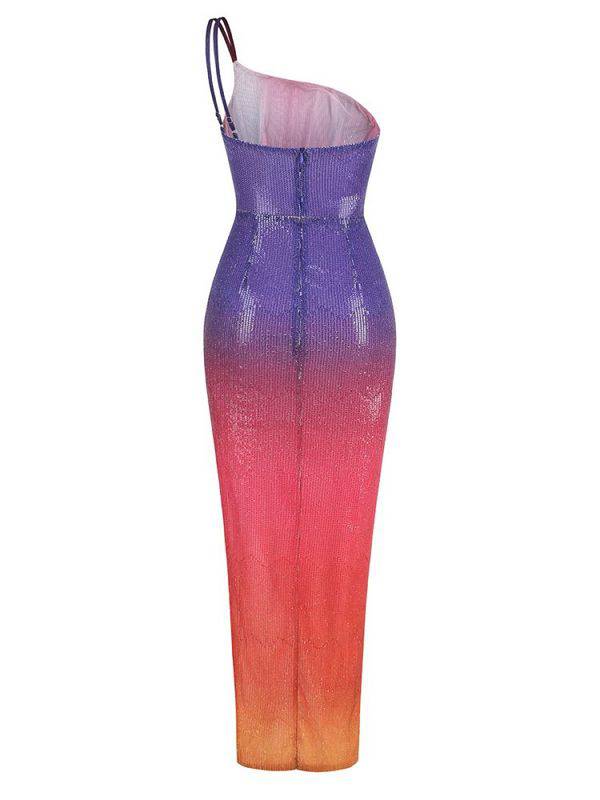 Jackie One Shoulder Sequin Gradient Maxi Dress - Hot fashionista