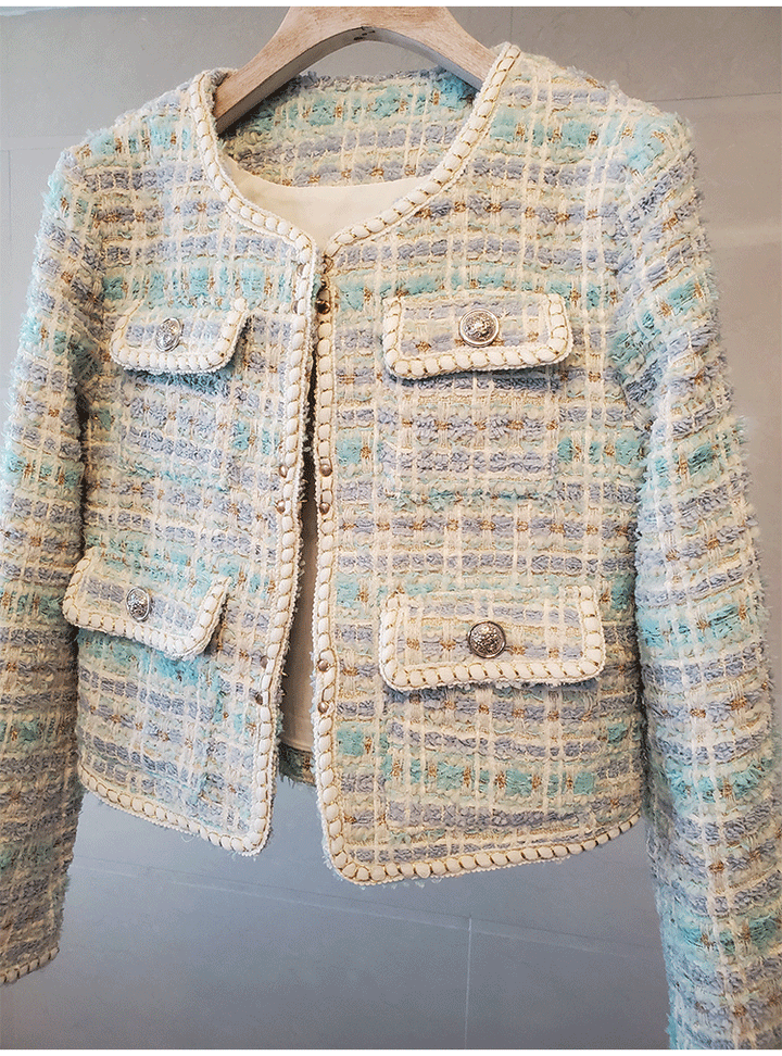 Jessy Vintage Cropped Tweed Blazer - Hot fashionista