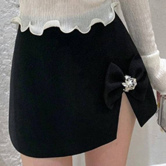 Jimena Spliced Bow Mini Skirts - Hot fashionista