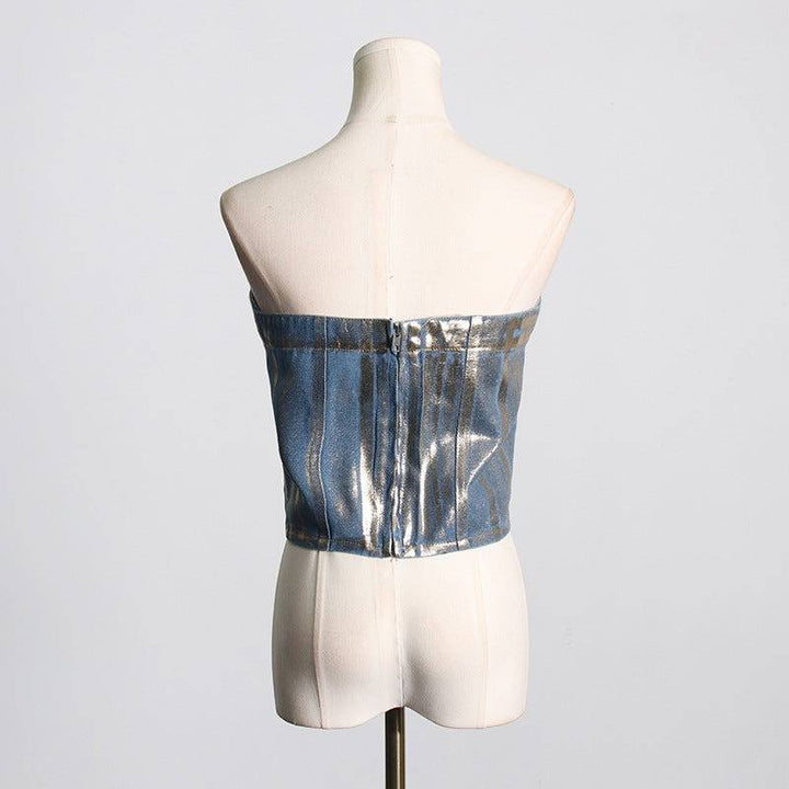 Kathryne Strapless Metallic Finish Top - Hot fashionista