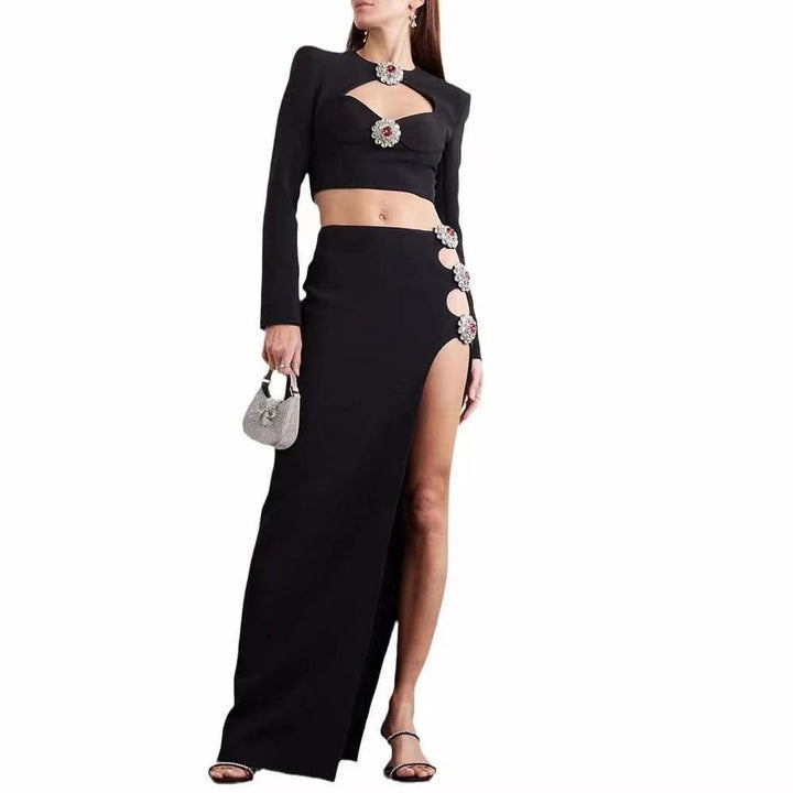 Lana Cut-out Detail Crystal-embellished Skirt Set - Hot fashionista