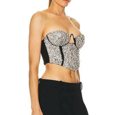 Mareli Crystal-Embellished Corset Top