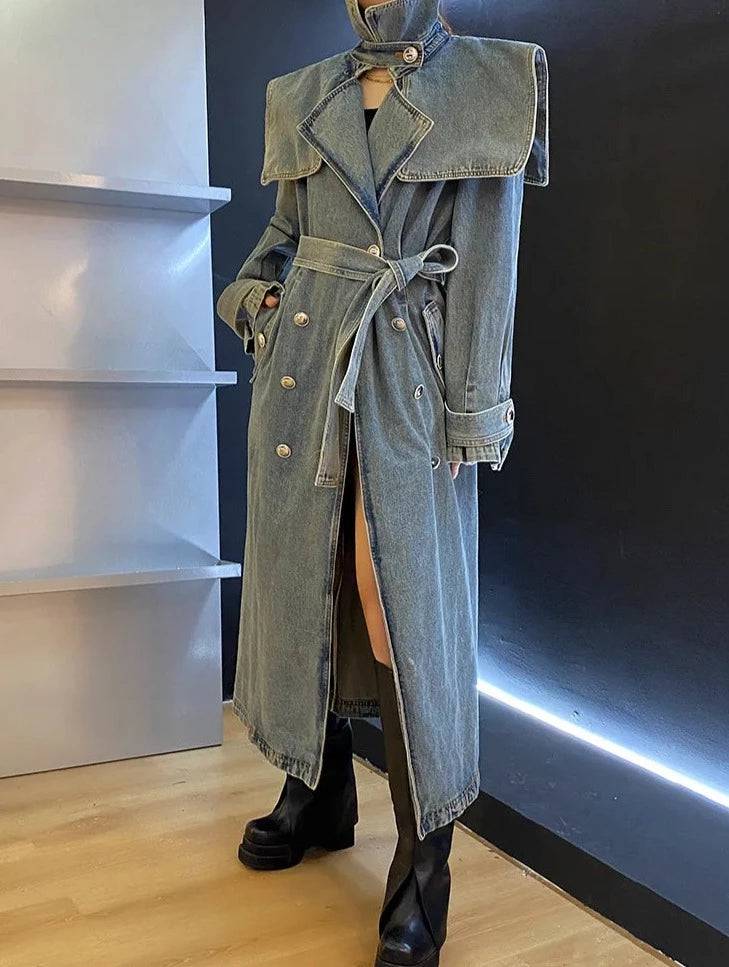 Mildred Belted Denim Coat - Hot fashionista