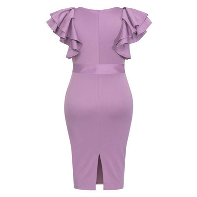 Olivia Square Collar Ruffle Midi Dress