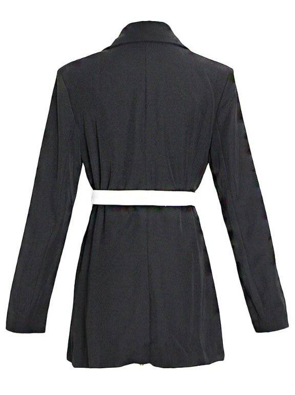 Pepper Contrast-Panel Blazer with Belt - Hot fashionista