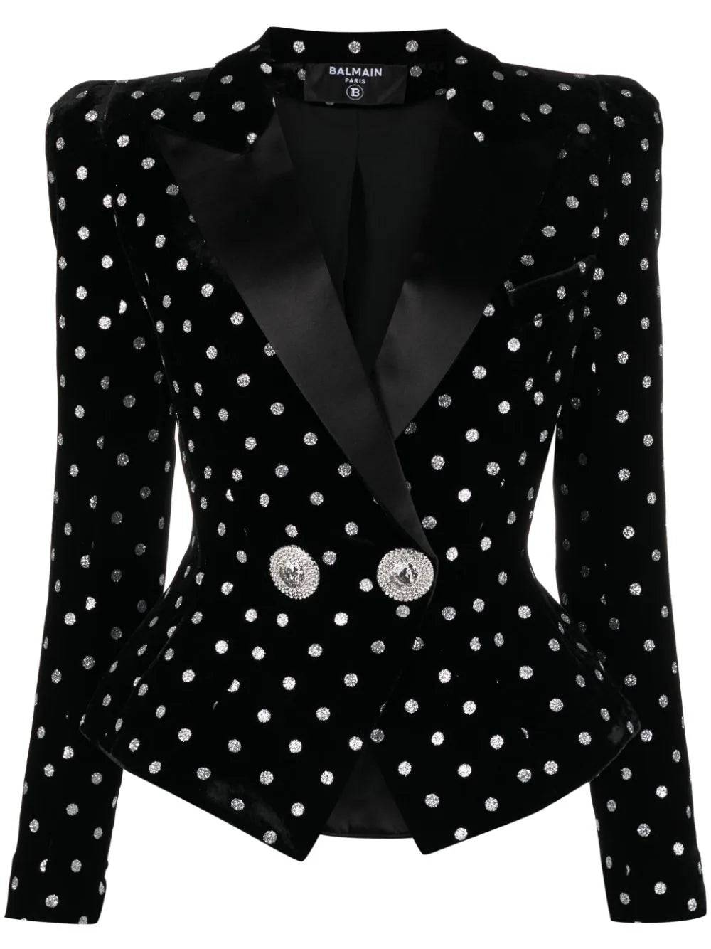 Reagan Crystal-Embellished With Silver Stone Buttons Blazer