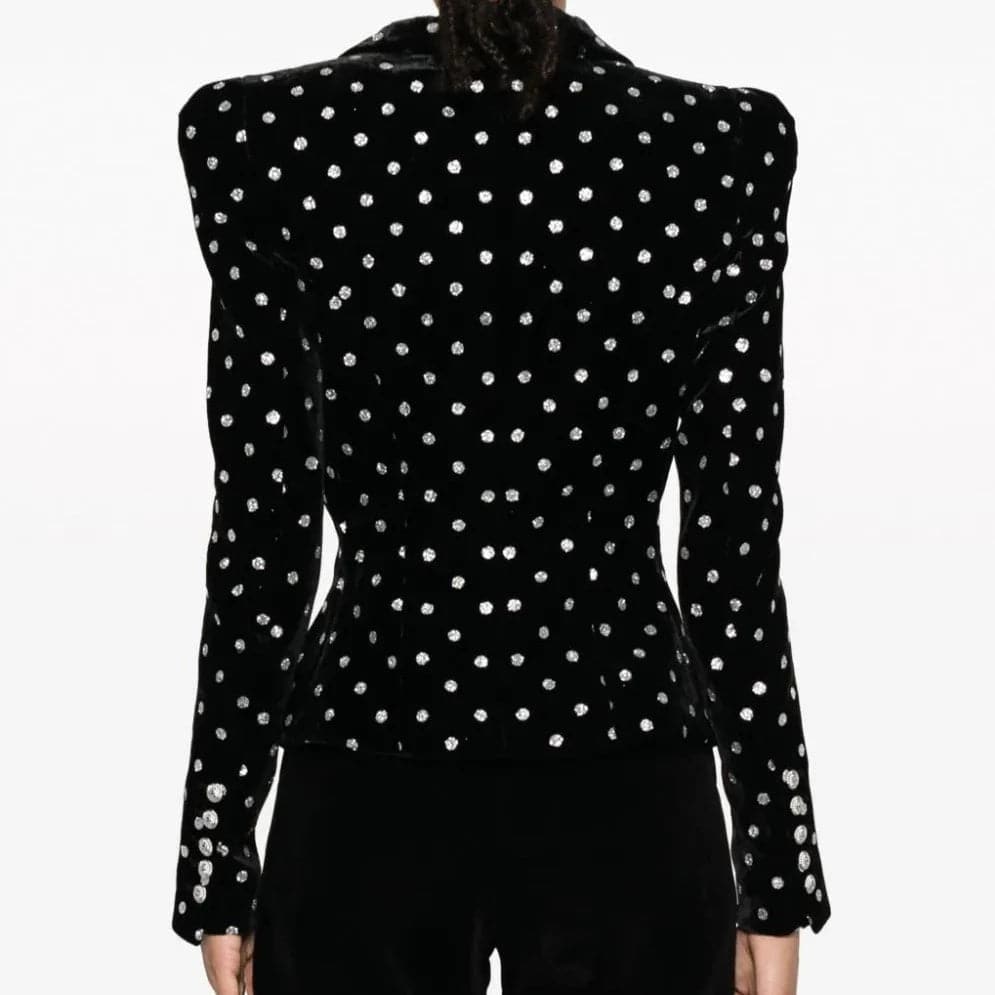 Reagan Crystal-Embellished With Silver Stone Buttons Blazer