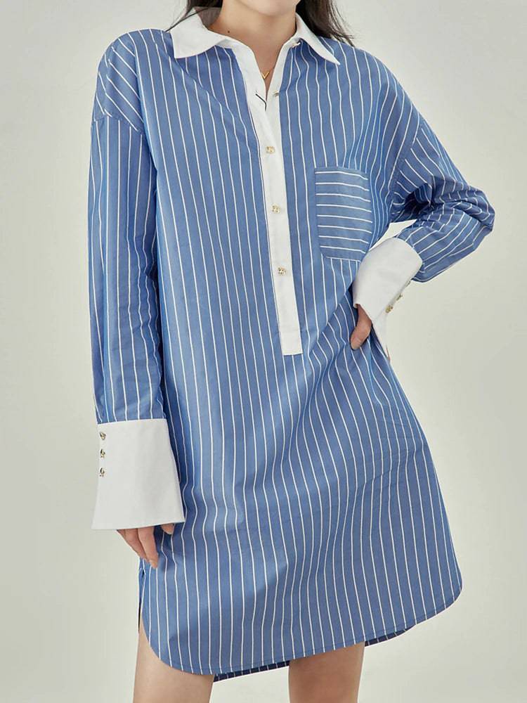 Rose Button Down Striped Dress - Hot fashionista