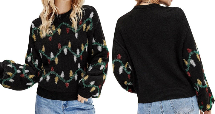 Ruth Christmas Lights Pattern Sweater - Hot fashionista