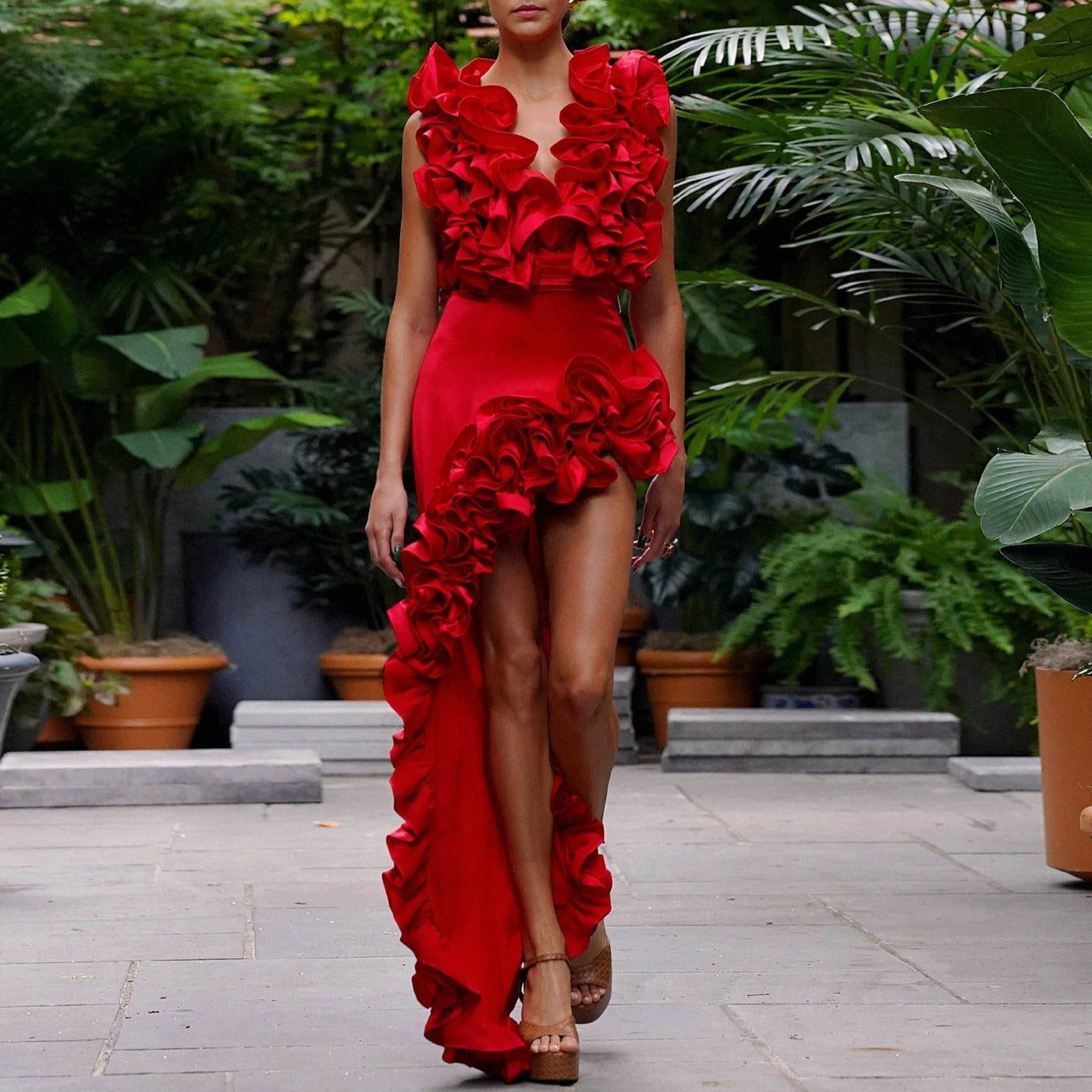 Maillot de bain une pièce à volants et jupe Sheila Flower