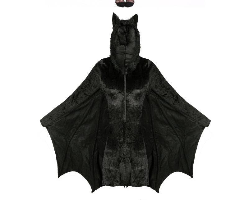 Ensemble 3 pièces Sienna sweat à capuche chauve-souris noir avec fermeture éclair, cape de chauve-souris vampire sorcière 