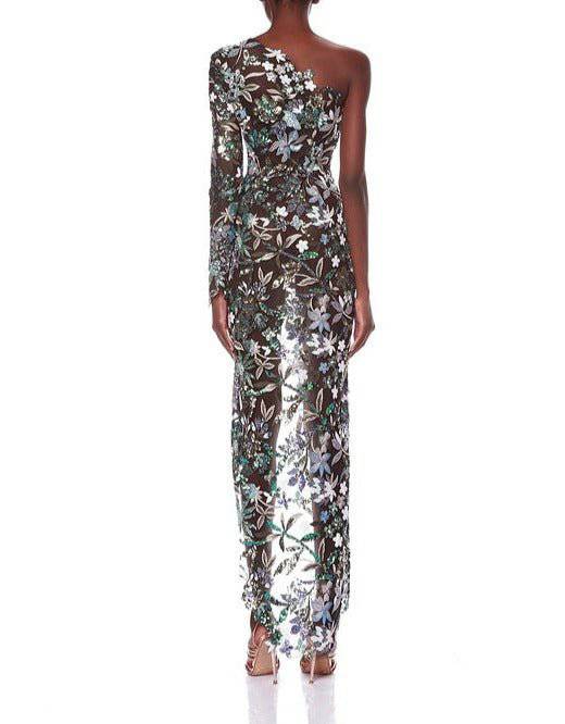 Sue One-shoulder Sequin Mesh Dress - Hot fashionista