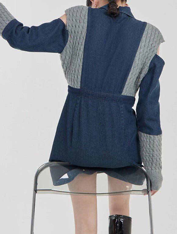 Tessa Spliced Knitting Denim Dresses - Hot fashionista