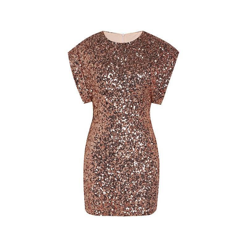 Vicki Crewneck Short-Sleeved Sequined Mini Dress - Hot fashionista