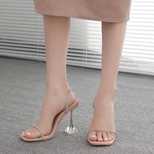 Amy Open Toe Transparent Ankle Strap Clear High Heel Sandal