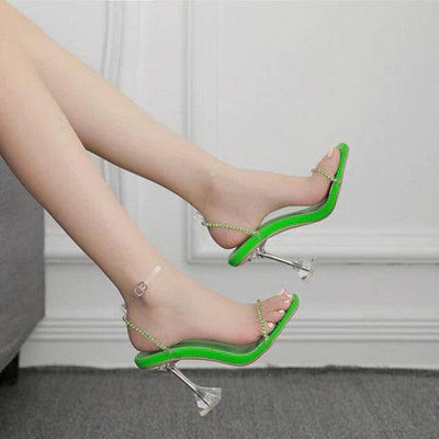 Amy Open Toe Transparent Ankle Strap Clear High Heel Sandal