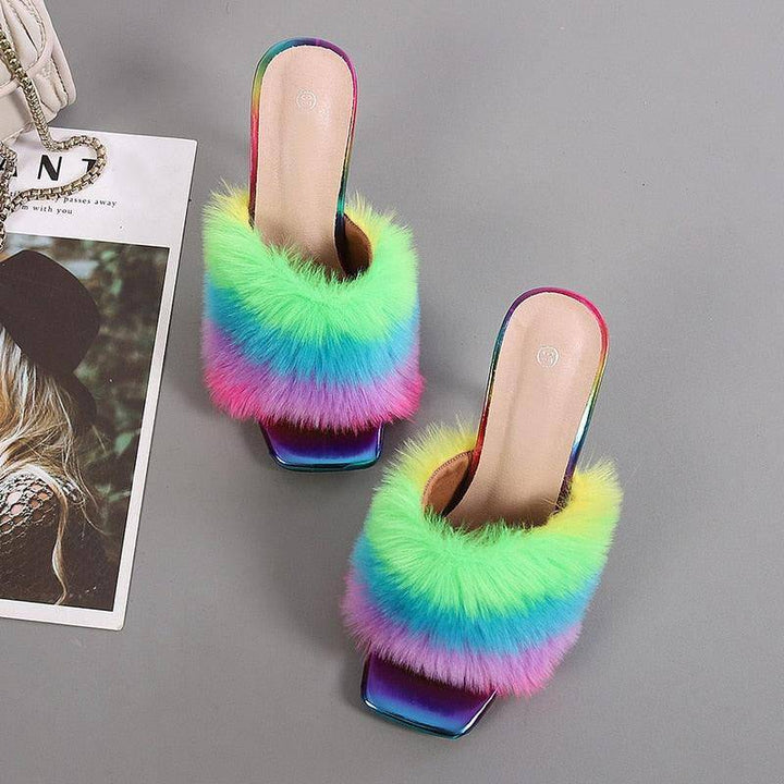 Rowan Peep Toe Fur Transparent High Heel Sandals - Hot fashionista