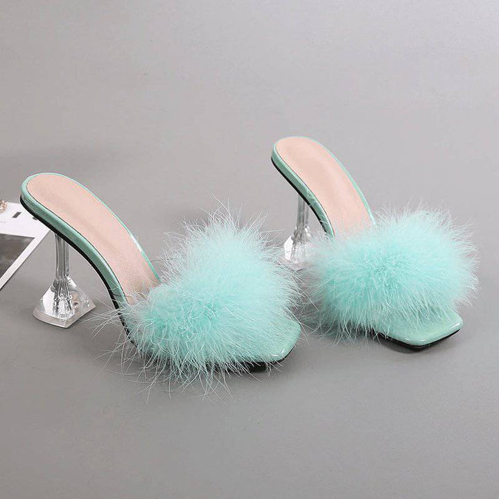 Rowan Peep Toe Fur Transparent High Heel Sandals - Hot fashionista